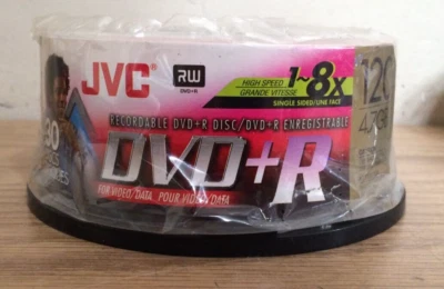 NEW Sealed JVC DVD-R 4.7GB 8x Speed 120min - 30 Pack Of Blank  DVDs - Image 1 of 2