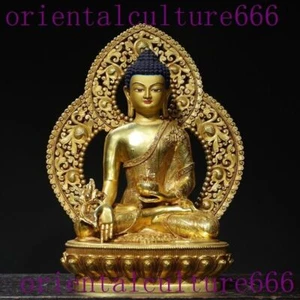 13.2" Budismo Tibetano Bronce Dorado Shakyamuni Sakyamuni Shakya Mani Buda Estatua - Imagen 1 de 9