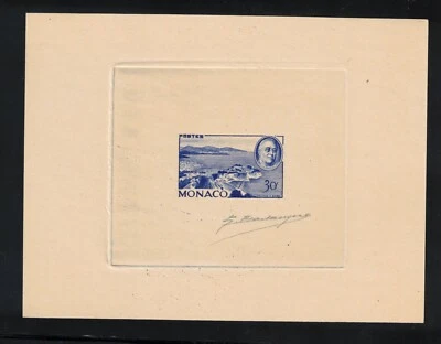1946 Монако Рузвельт марка художник подпись доказательство Gandon Barlangue Scott 199 - Изображение 1 из 2