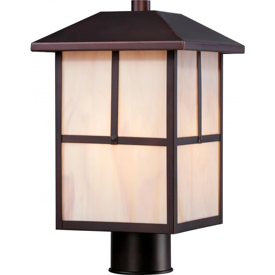 NUVO 60-5675 -Tanner 1 Light Post Lantern w/ Honey Stained Glass - Claret Bronze - Image 1 of 1