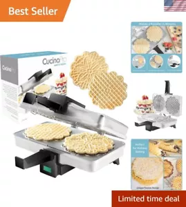 Pizzelle Maker- Polished Electric Baker Press Makes Two 5-Inch Cookies at Onc... - Picture 1 of 9