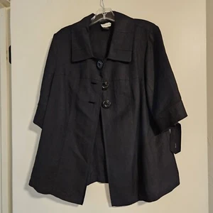 Women's Lane Bryant Black Big Button Collared Short Sleeve Jacket Sz 16 - Picture 1 of 6