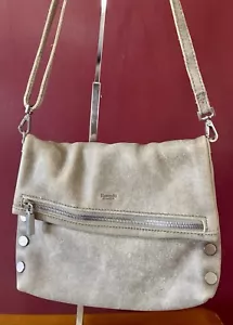 Hammitt VIP Convertible Foldover Suede Crossbody Bag Purse Stone Gray Adjustable - Picture 1 of 8