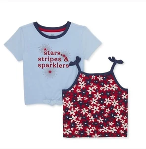 Way to Celebrate Americana Toddler Girl T-Shirt & Tank Top Set, 2-Pack. - Picture 1 of 9