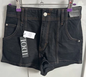 Ladies Top Shop Idol Size 10 Black Denim Shorts High Waisted New with Tags - Picture 1 of 3