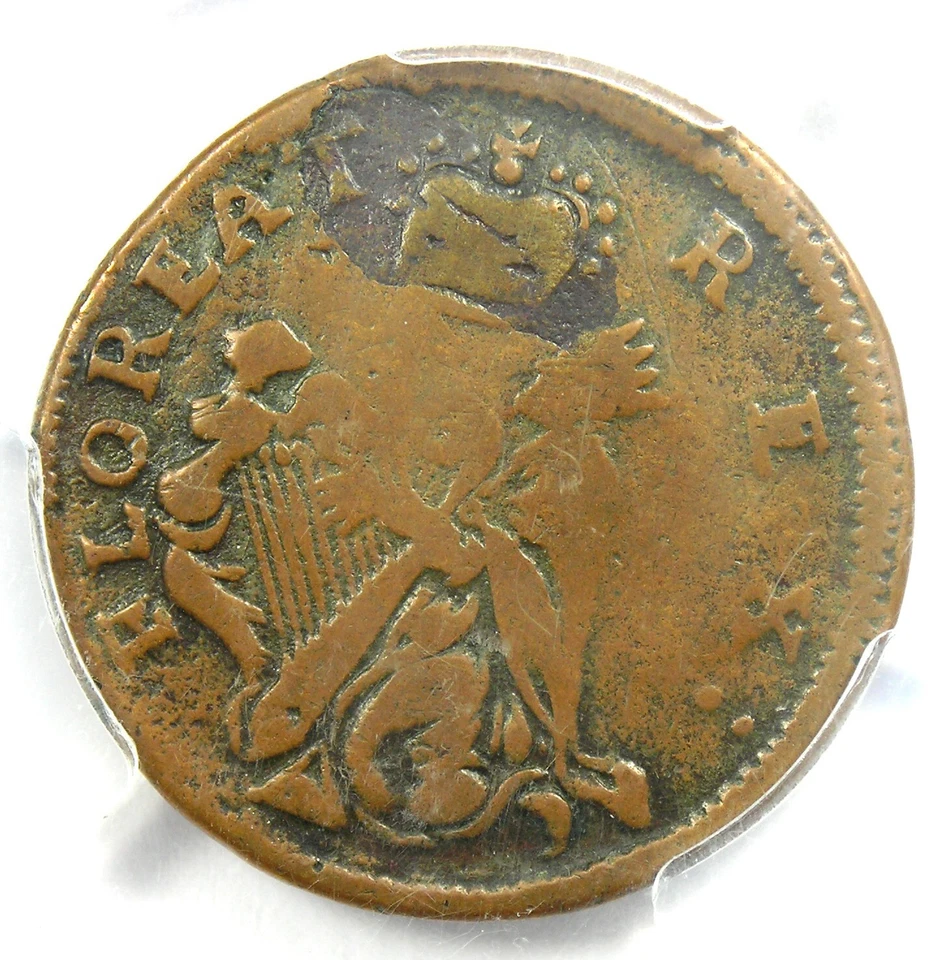 1670 New Jersey St Patrick Farthing Colonial Coin 1/4P - PCGS VF35 - $2000 Value - Image 1 of 4