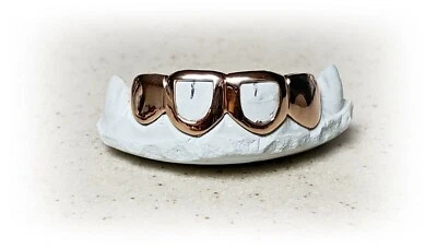 Conexión de 2 o 4 piezas en la misma fila - Parrilla personalizada plateada o dorada 10K Foto 1 de 4