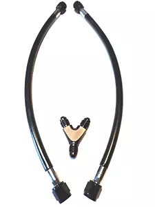 4AN 18" STAINLESS NITROUS Or FUEL HOSE BLACK COVER ENDS 2pc And a 4AN Y FITTING - Picture 1 of 1