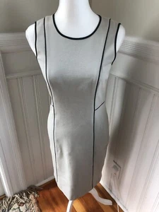 DKNY Donna Karan Sleeveless Dress Tan with Black Detailing Bodycon Size 2 EUC - Picture 1 of 7