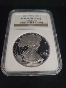 2001 W American Silver Eagle Proof NGC PF69 Ultra Cameo - Picture 1 of 3