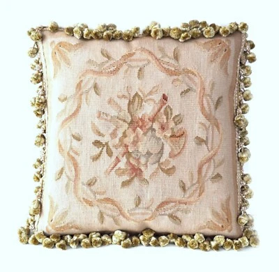 Funda de almohada tejida a mano de lana Aubusson para instrumentos musicales cojín 18x18 Foto 1 de 4