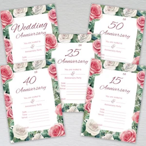 Hochzeitstag Party Einladungen Silber, Rubin, Gold, Diamant Rosa Rose Packung - Bild 1 von 41