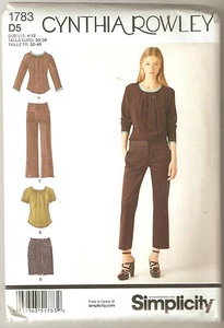 Simplicity Sewing Pattern 1783 Cynthia Rowley Sportswear Top Pants Skirt Sz 4-12 - Picture 1 of 2