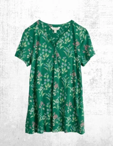 Ex Seasalt Women’s Short Sleeve Cotton Jersey Top in Rise Flower Wind Green - Picture 1 of 7