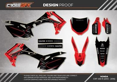 2013 2014 2015 2016 CRF 450R Graphics Kit HONDA CRF450R 450 R Decals Stickers Foto 1 de 4
