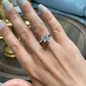 14k White Gold Ring Princess Cut 2 Carat Moissanite Engagement Band Size 5 6 7 8 - Picture 1 of 10
