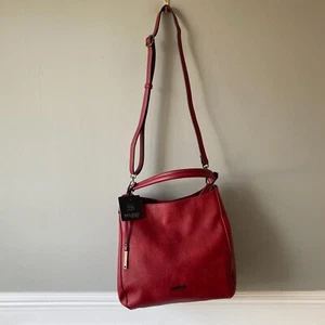 Neu Bulaggi Kuriertasche Umhängetasche rot vegan Leder Schultertasche Handtasche Medium - Bild 1 von 10