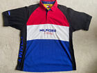Polo vintage années 90 Tommy Hilfiger cyclisme couleur bloc taille XL, patchs de course