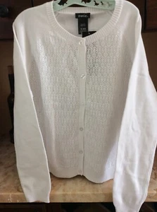 Zunie Girl’s Size 14/16 White Cardigan Dressy Sweater - Picture 1 of 12
