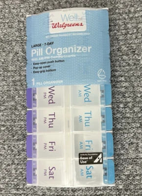 AM PM 7 Day Large Pill Medicine Dispenser Organizer Holder Case Pill Box New - Image 1 of 2