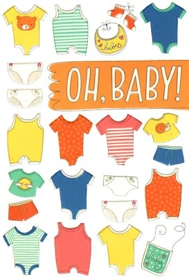 Congratulations New Baby Tiny Little Bib Bibs Clothes Hallmark Greeting Card - Image 1 of 3