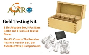 5Ps Gold Testing Glass Bottle Acid Box And 1 Stone 8 Compartments Kit For Gold - Picture 1 of 12