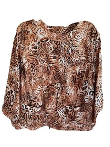 Ruby Rd Animal Print Jacket Size 22 Clear Shiny Sequins Collarless Button Front - Picture 1 of 8
