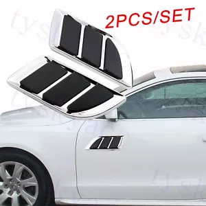 2X Universal Chrome Car Door Fender Simulation Air Vent Outlet Trim Accessories - Imagen 1 de 10