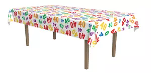 40TH BIRTHDAY TABLECLOTH DECORATION BIRTHDAY PARTY PLASTIC TABLE COVER 54" x108" - Picture 1 of 1