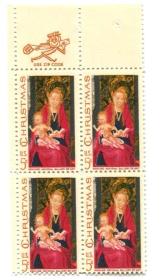 Scott # 1336 - Zip Block of 4 - Christmas Madonna - MNH- 1967 - Mr. Zip - Image 1 of 2