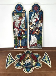 5pcs Mosaic Style Religious Wall Plaques Mary Jesus Angels Annunciation Nativity - Picture 1 of 8