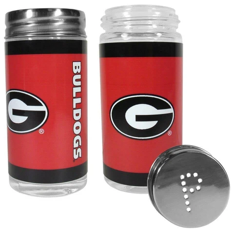 Georgia Bulldogs Glass Salt and Pepper Shakers [NEW] NCAA Cook Tailgate Kitchen Cover
