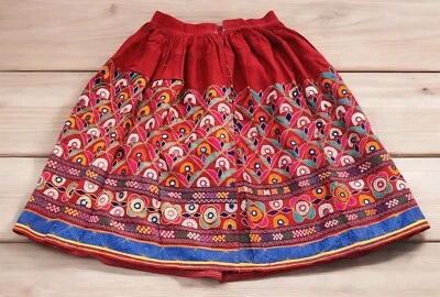 Falda Boho Étnica Gitana Kuchi Tribal India Danza del Vientre Bordada Banjara Rabari Foto 1 de 4