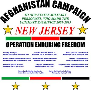 NEW JERSEY * AFGHANISTAN/ MEMORIAL 2-SIDED SHIRT.For NJ Residents KIA-2001-2013 - Picture 1 of 1