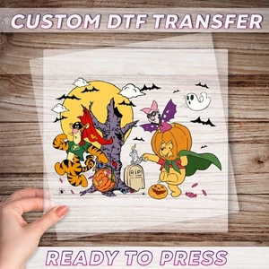 Winnie The Pooh Halloween DTF Transfer - Ready to Press Iron-On for Family Fun - Picture 1 of 10