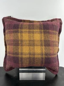 Mallalieus Tartan Plaid Burgundy & Yellow Tweed Cushion 22”X 22” Made in UK - Picture 1 of 9