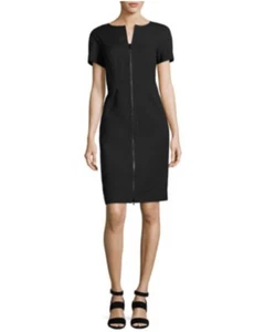 Lafayette 148 Deja Reißverschluss vorne Bi-Stretch Etuikleid schwarz Größe 8 - Bild 1 von 10