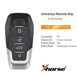 5X Xhorse XKFEF6EN Universal Wire Remote Key Folding For Ferrari Type 4 Buttons - Foto 1 di 8