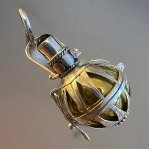Sterling Silver Bali Onyx Harmony Ball Pendant Chime Ball Angel Caller Bola 44mm - Picture 1 of 11
