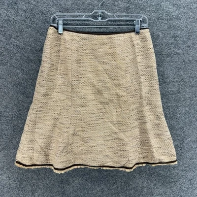 Context Skirt Women PM Petite Beige A-Line Midi Zipper Mid Rise Cotton Casual - Image 1 of 4
