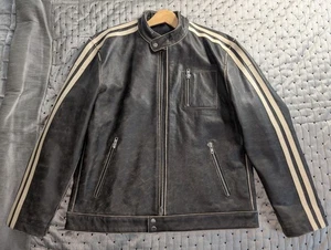 Scully Leather Men's Sanded Calf Cafe Racer Racing Jacket 992 Size Large L Biker - Picture 1 of 18