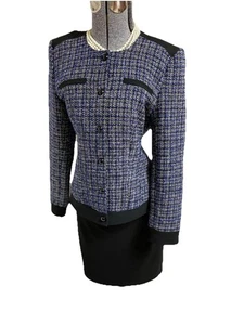 Calvin Klein Tommy Hilfiger Skirt Suit Size 10 Two Piece Set Boucle Sparkle EXEC - Picture 1 of 22
