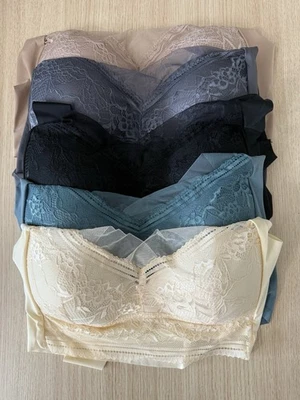 Novo Sutiã Feminino Tamanho XXL Pacote com 5 Sutiãs Sem Gancho Renda Elástica Conforto Várias Cores - Imagem 1 de 4