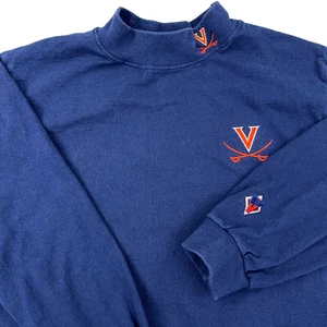 Vintage Virginia Cavaliers Shirt Men Medium Blue Turtle Mock Neck 90s USA UVA - Picture 1 of 12