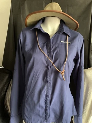 Camisa Columbia Ventilada PFG S Azul Marino Omni-Sombra Manga Larga Pesca Senderismo Gorpcore Foto 1 de 3
