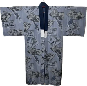 Japanese Men’s Reversible Haori Gown, Mt. Fuji, Edo Style, Premium Silk, Vintage - Picture 1 of 5