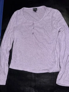 Art Class Girl's Small 6/6X Long Sleeve Purple Ribbed Henley Shirt - Picture 1 of 2