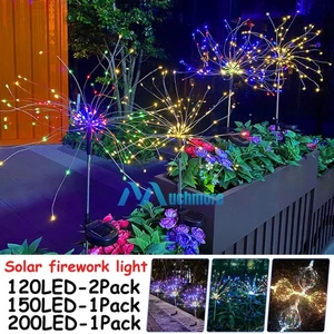 Christmas Solar Firework Lights Outdoor Waterproof Path Lawn Lamp Garden Decor - Picture 1 of 51