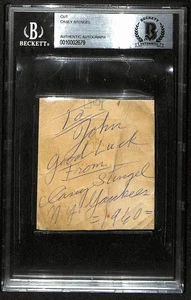 Casey Stengel Signed/Autographed 3x3.25 Cut New York Yankees BAS Beckett 201305 - Picture 1 of 2