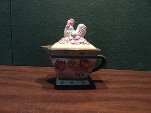 Zrike Danna Cullen Designs "Chanticleer Gallo" Cerámica Tapa Gravy Boat - Imagen 1 de 6